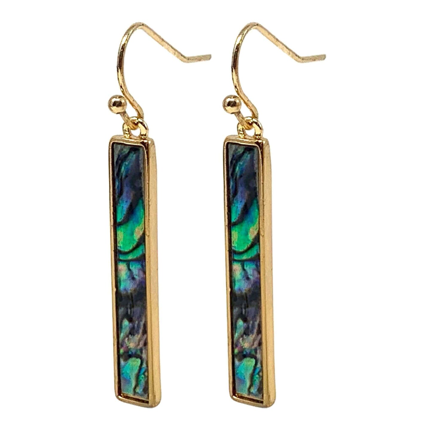 Gold Bar Abalone Shell Earrings