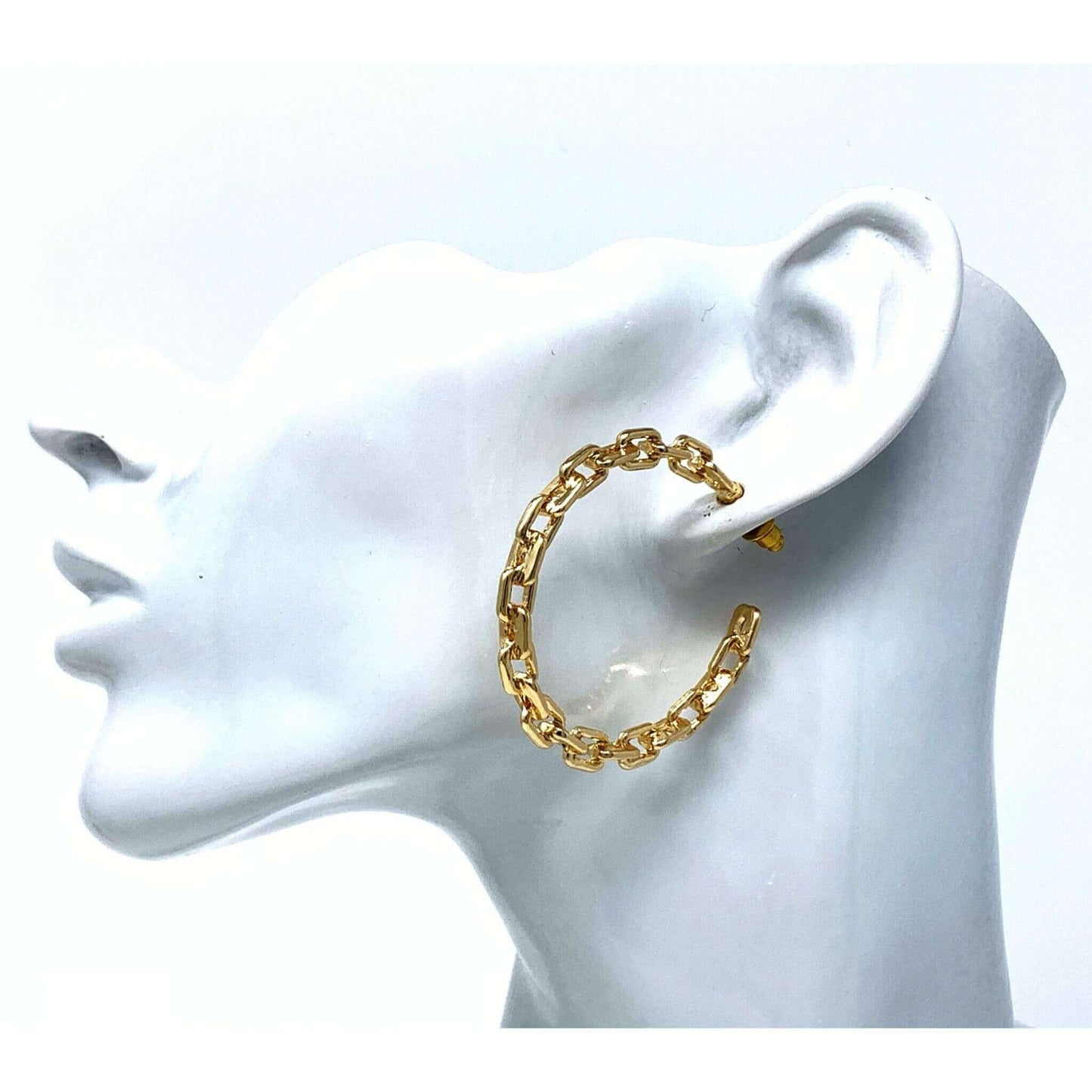 Gold Hoop Chain Link Earrings