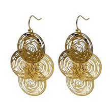 Gold Chandelier Wire Circle Disc Earrings - Women&#39;s Statement Jewelry
