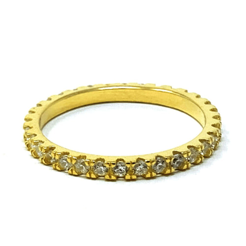 Gold Cubic Zirconia Eternity Ring - Sterling Silver