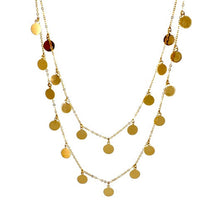 Disc Charm Double Chain Gold Layered Necklace - Fashion Jewelry
