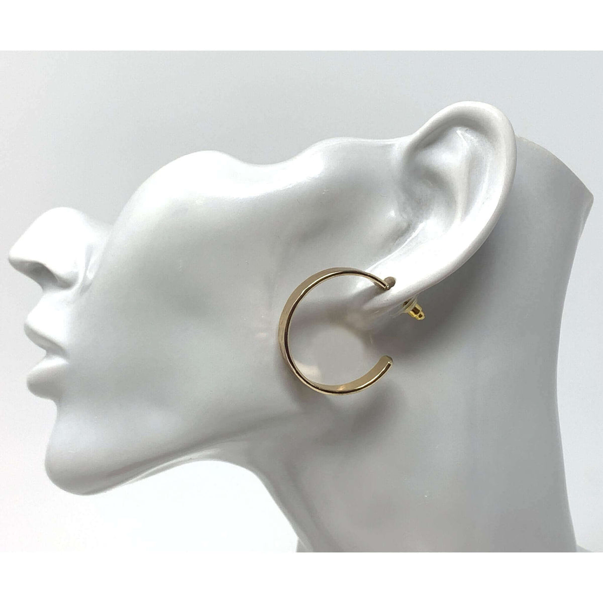 Gold Hammered Flat Hoop Earrings