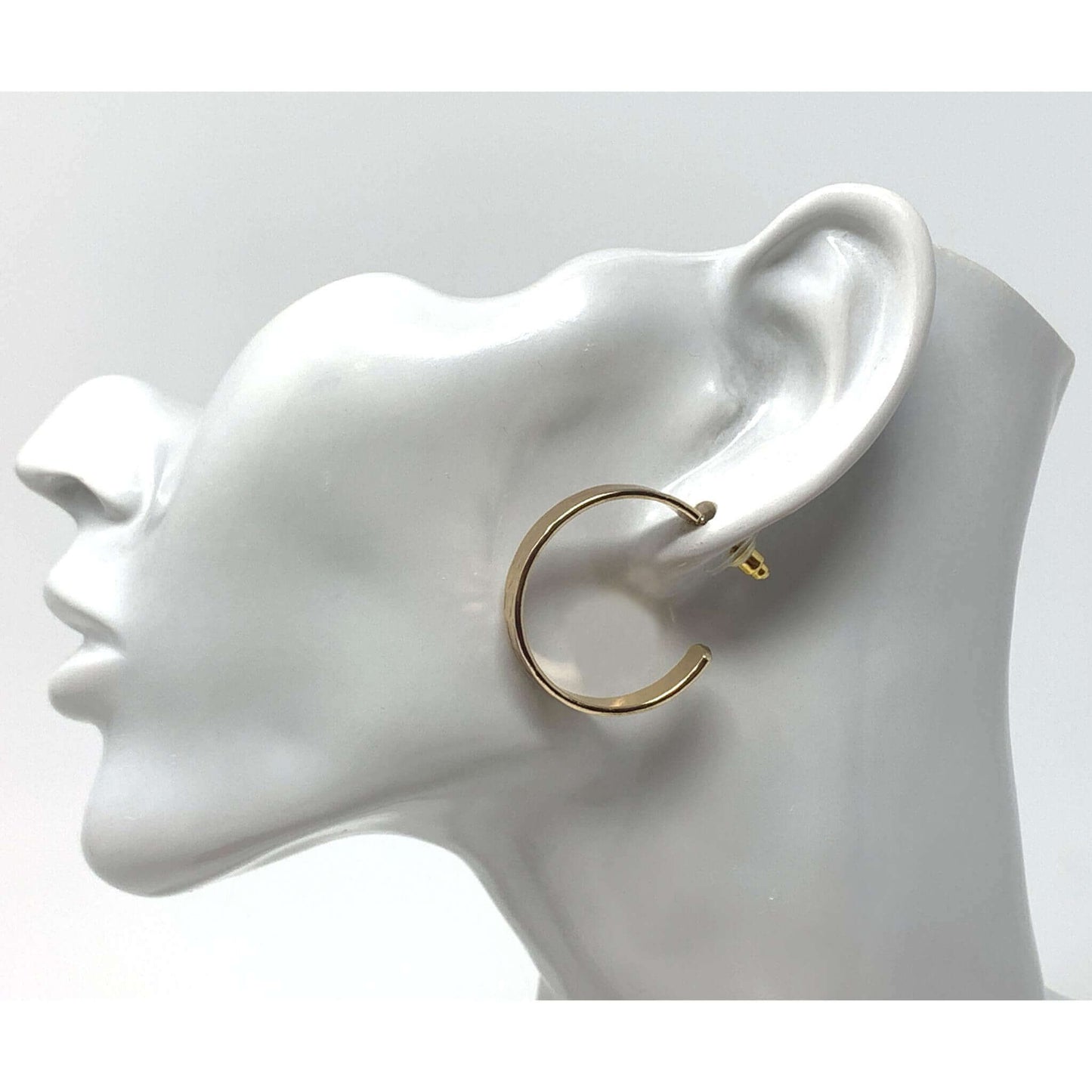 Gold Hammered Flat Hoop Earrings