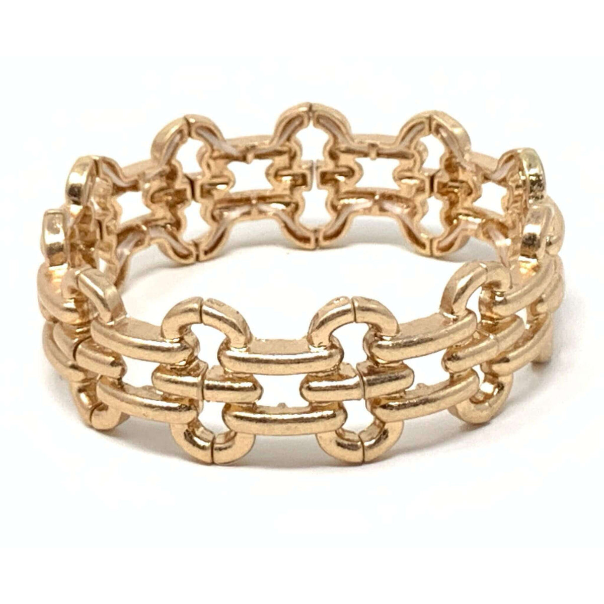 Gold link cuff stretch bracelet - A gold link cuff stretch bracelet with a minimalist design