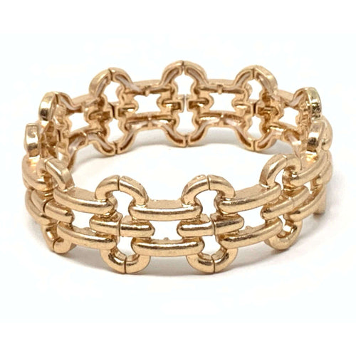 Gold link cuff stretch bracelet - A gold link cuff stretch bracelet with a minimalist design