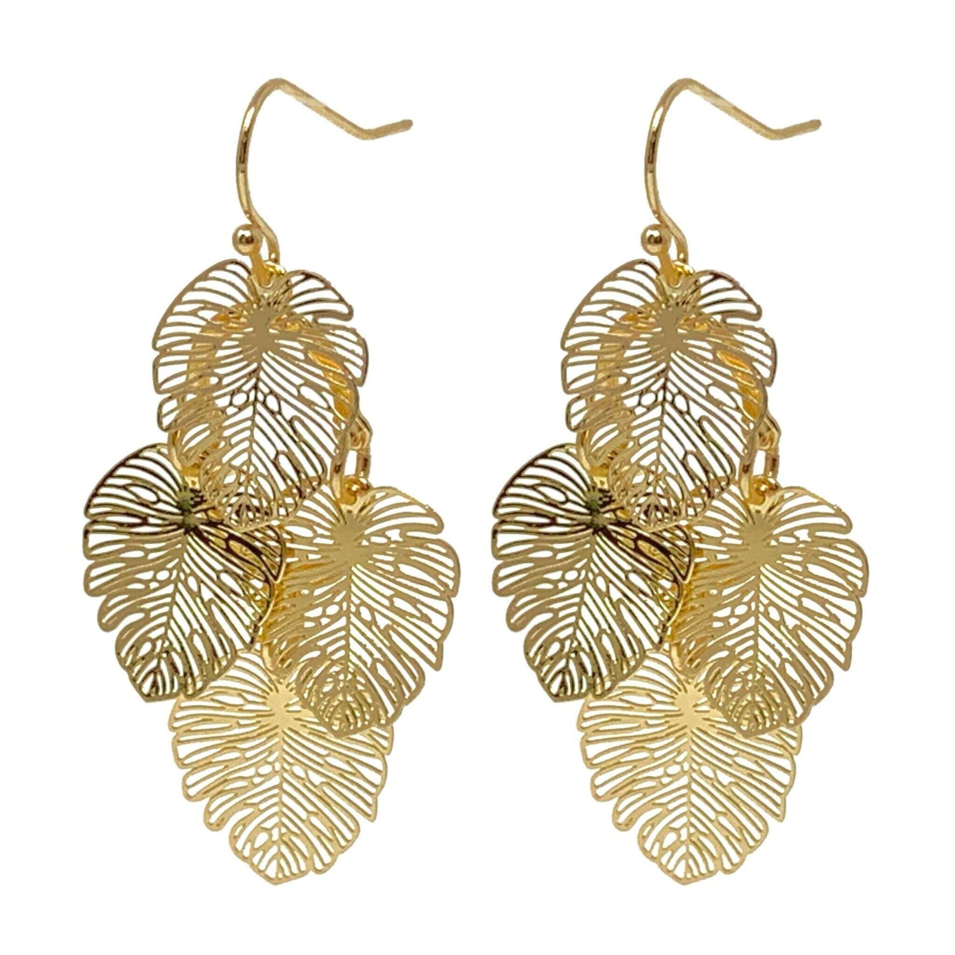 Gold Monstera Leaf Earrings