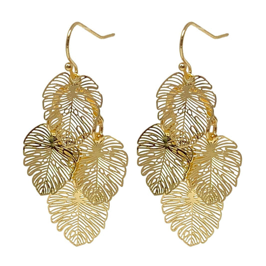 Gold Monstera Leaf Earrings