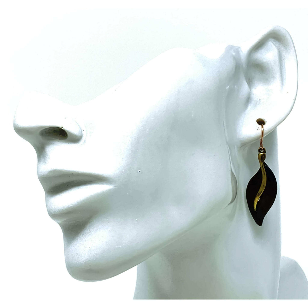 Gold Patina Copper Leaf Earrings