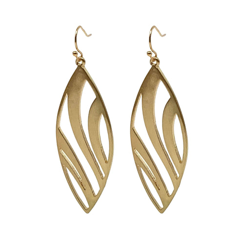 Gold Satin Striped Teardrop Earrings - Luxurious Accessories