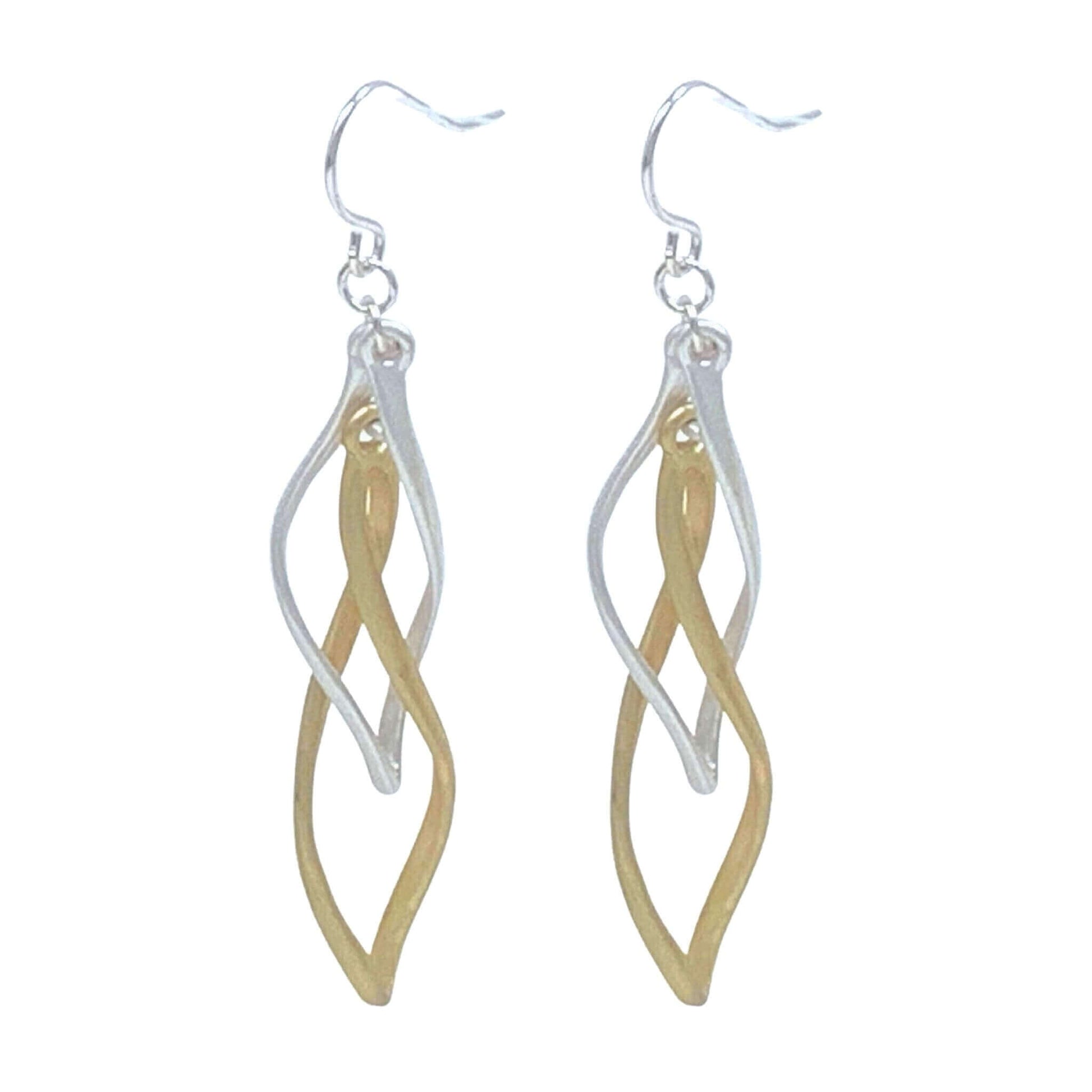 Matte Gold & Silver Twist Hoop Earrings