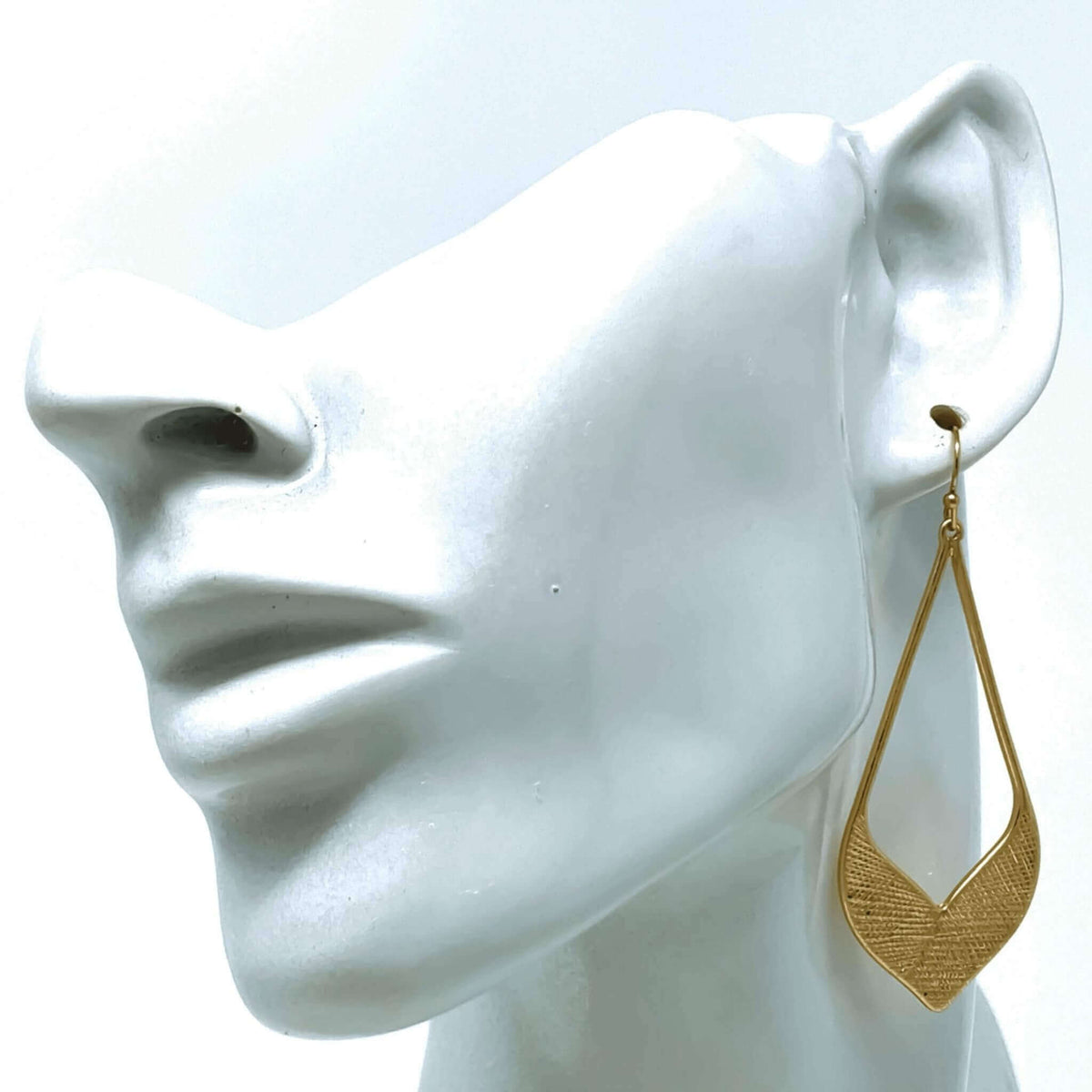 Gold Textured Dangle Teardrop Earrings - SeaSpray Jewelry