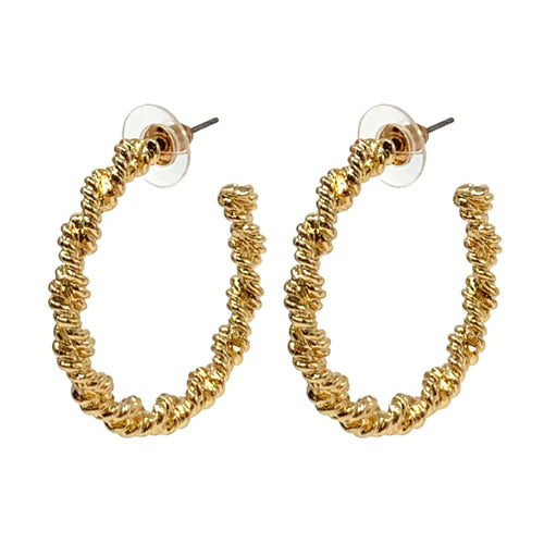 Minimal gold twisted rope hoop earrings for women