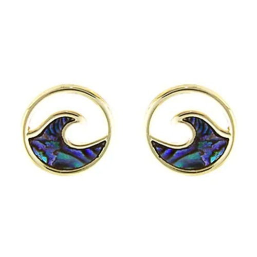 Gold Wave Abalone Earrings