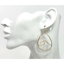 Gold Wave Hammered Teardrop Earrings
