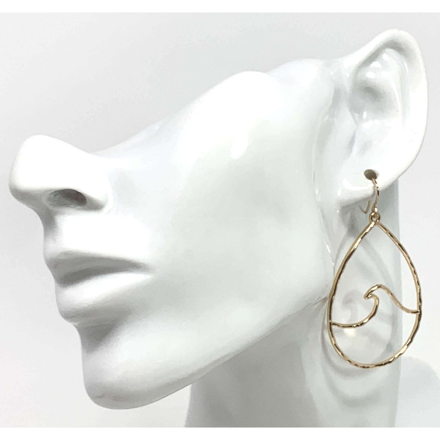 Gold Wave Teardrop Earrings