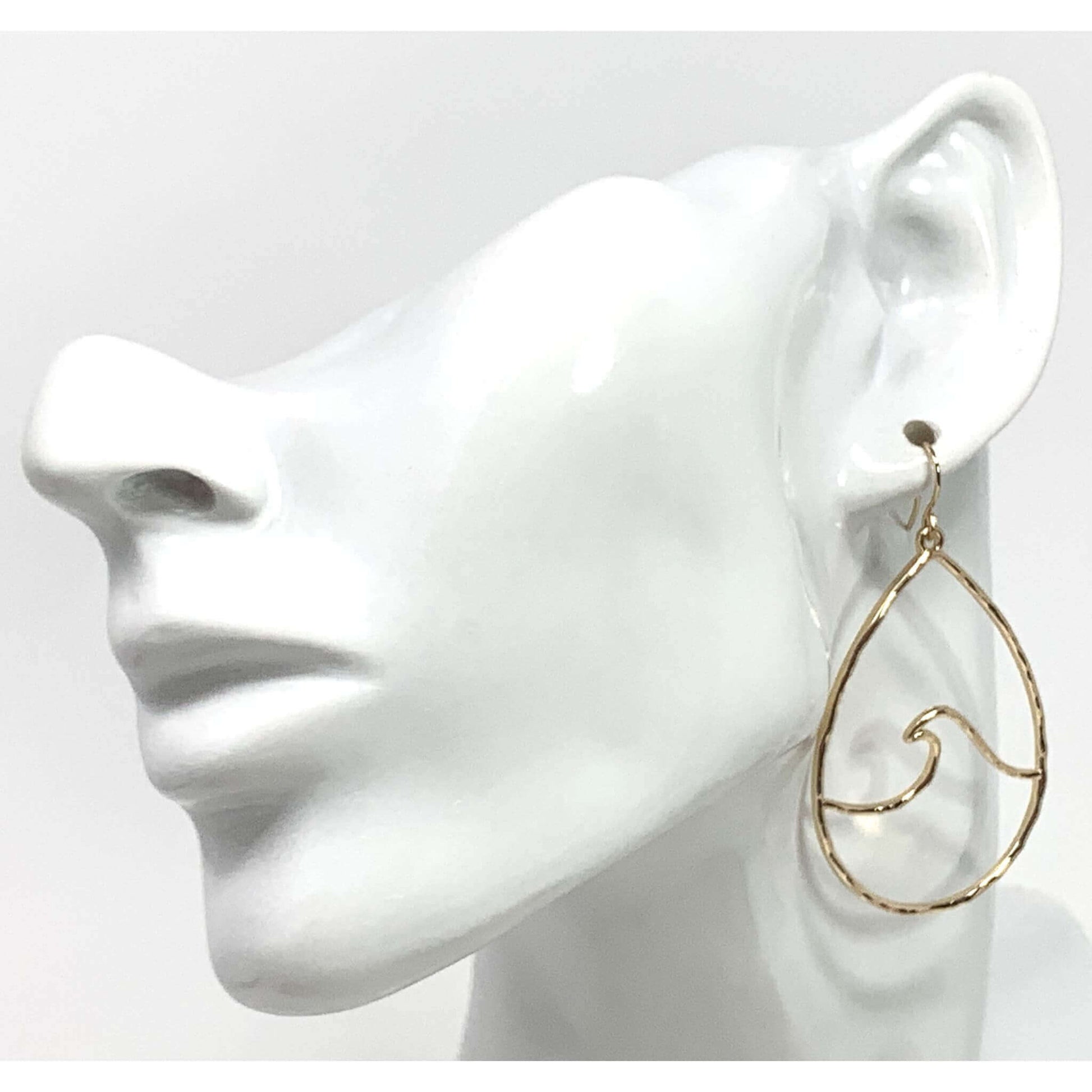 Gold Wave Teardrop Earrings