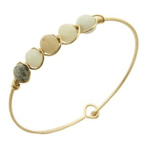 5 Natural Stone Gold Wire Bangle Bracelet
