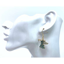 Green And Gold Christmas Angel Earrings - Costume Jewelry
