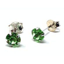Green Peridot Cubic Zirconia Sterling Silver Stud Earrings - Fine Jewelry

