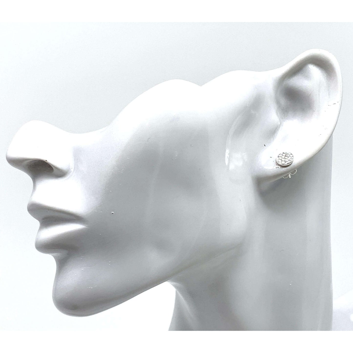 Hammered Disc Earrings In Sterling Silver