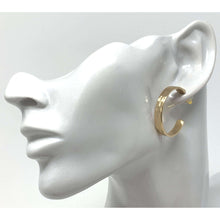 Hammered Gold Hoop Earrings Wide Flat
