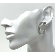 Hammered Silver Hoop Earrings Wide Flat
