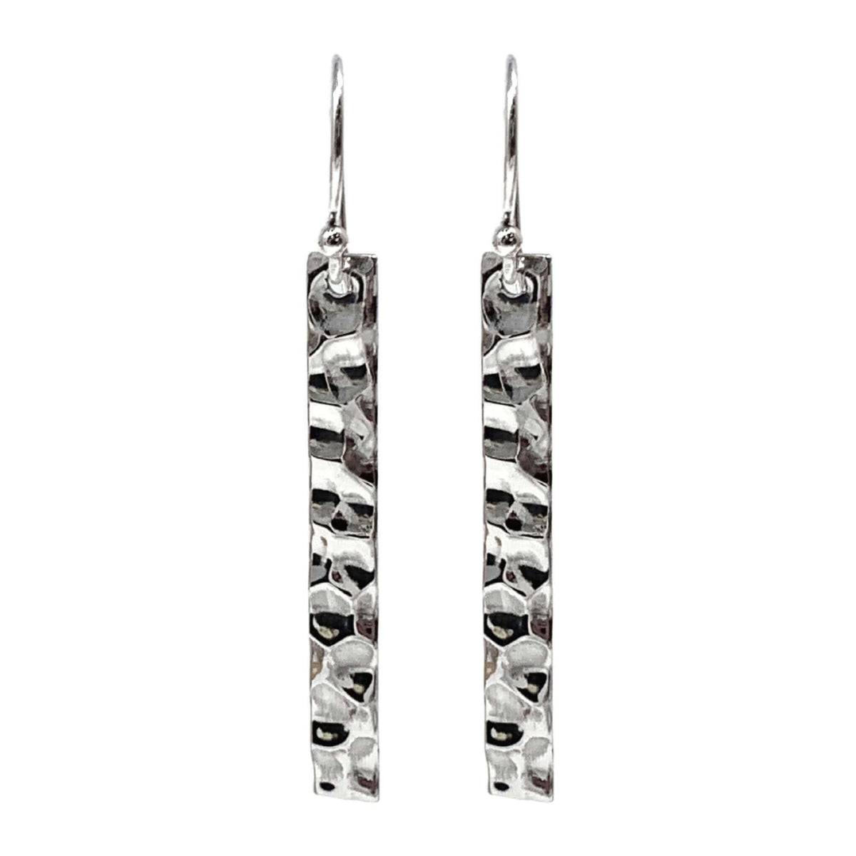 Hammered Sterling Silver Bar Earrings