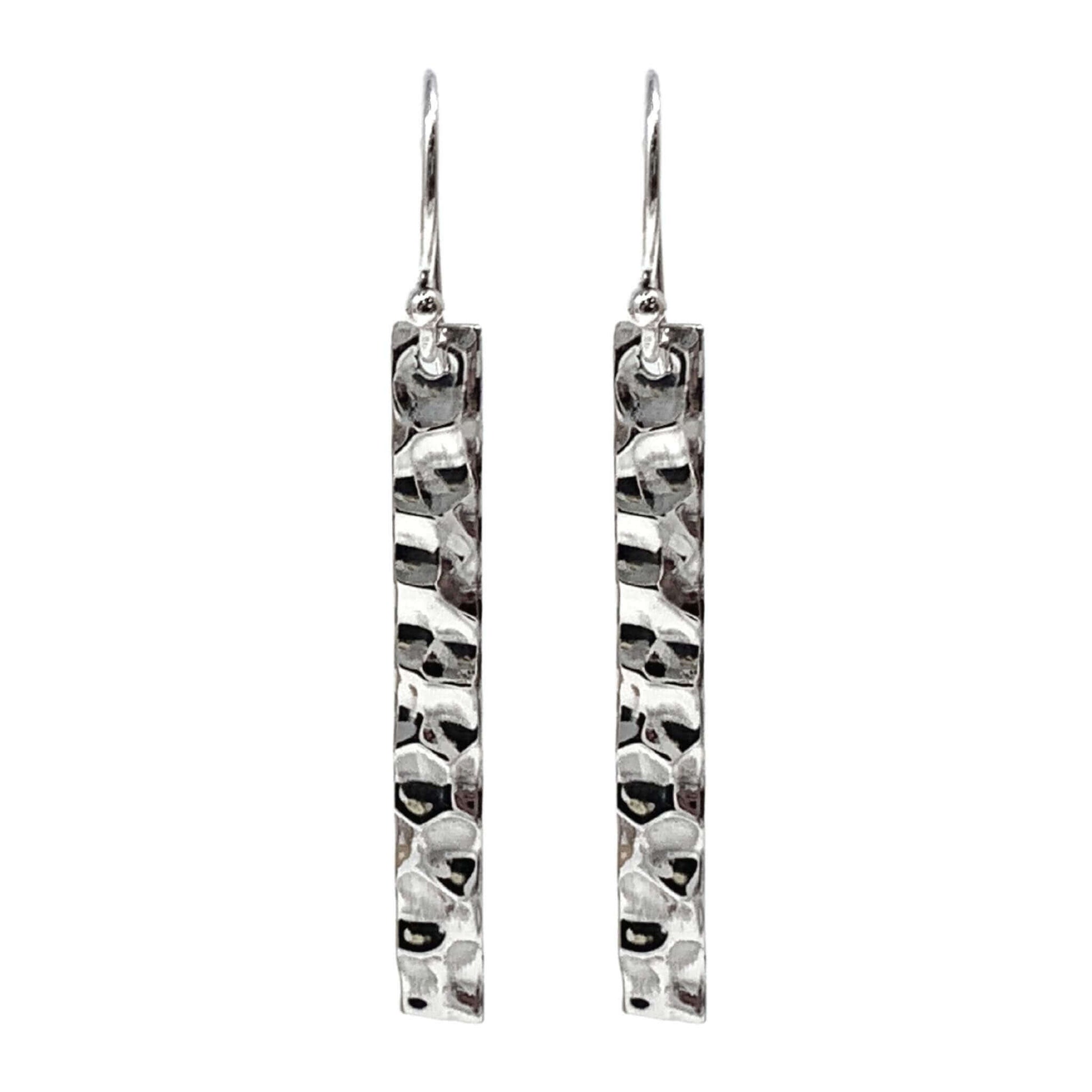 Hammered Sterling Silver Bar Earrings