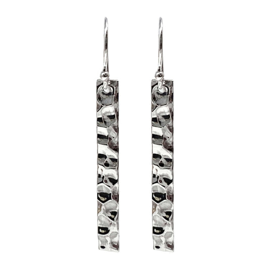 Hammered Sterling Silver Bar Earrings