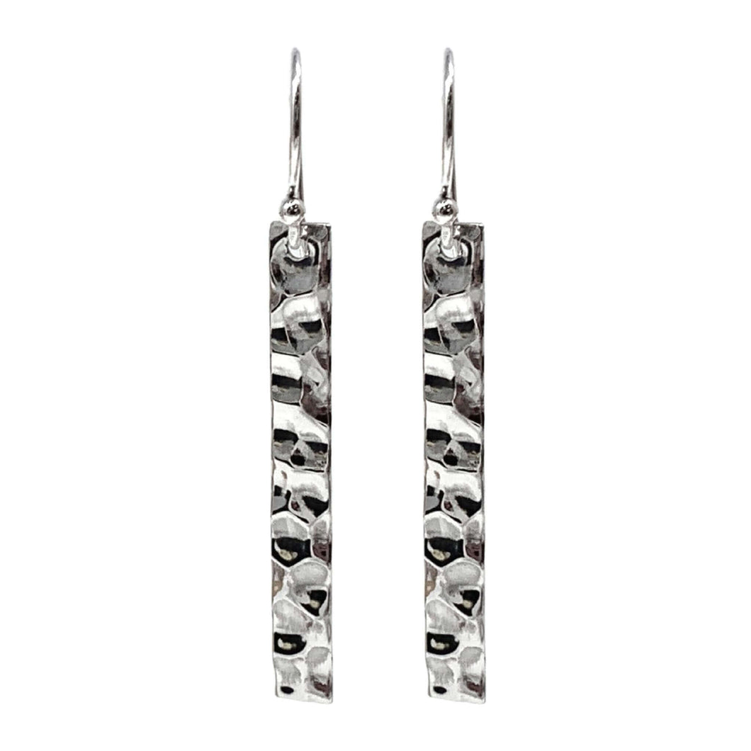 Hammered Sterling Silver Bar Earrings