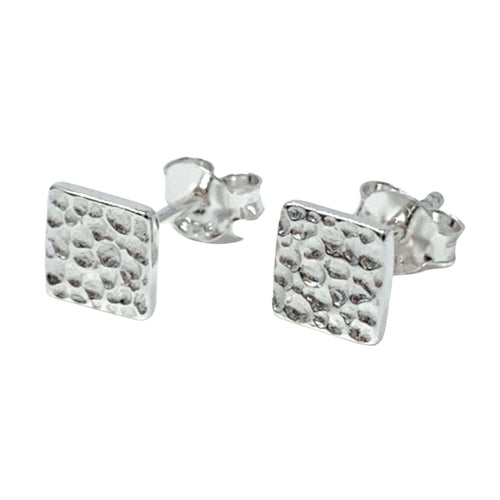 Hammered Sterling Silver Square Earrings