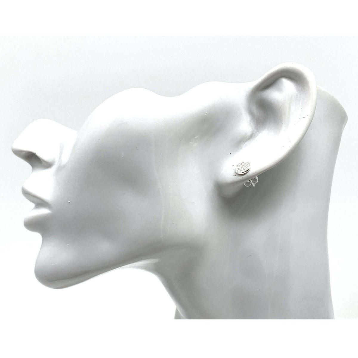 Hammered Stud Earrings In Sterling Silver Disc