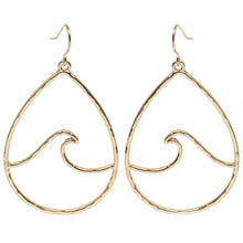 Hammered Teardrop Gold Wave Earrings
