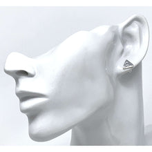 Hammered Triangle Earrings Sterling Silver 14mm Stud
