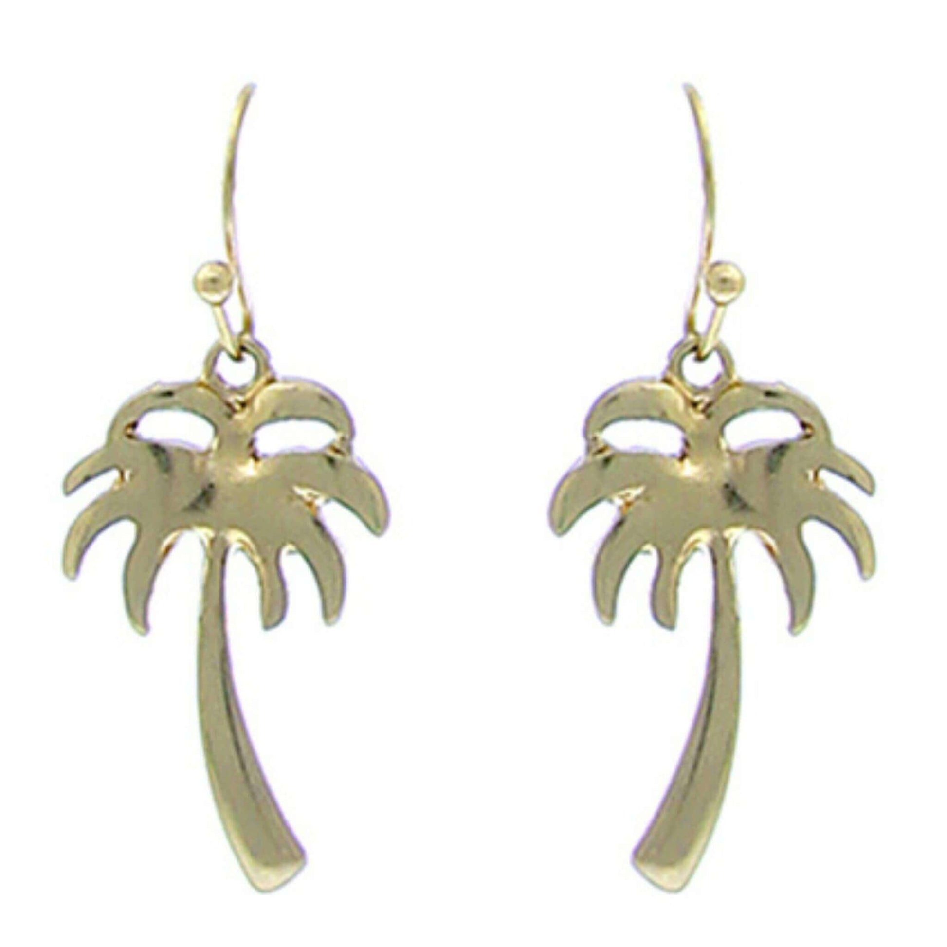 Hawaiian Beach Gold Palm Tree Earrings - Fashion Jewelry