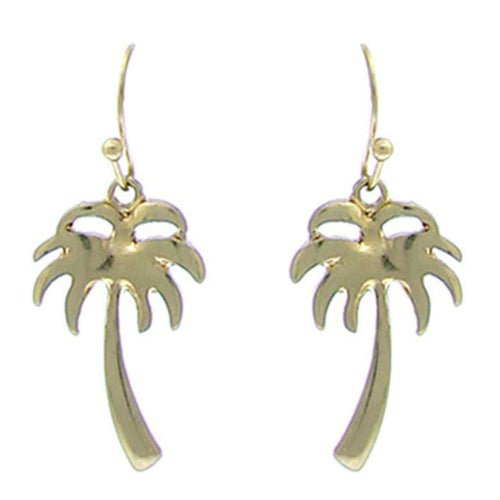 Hawaiian Beach Gold Palm Tree Earrings - Fashion Jewelry