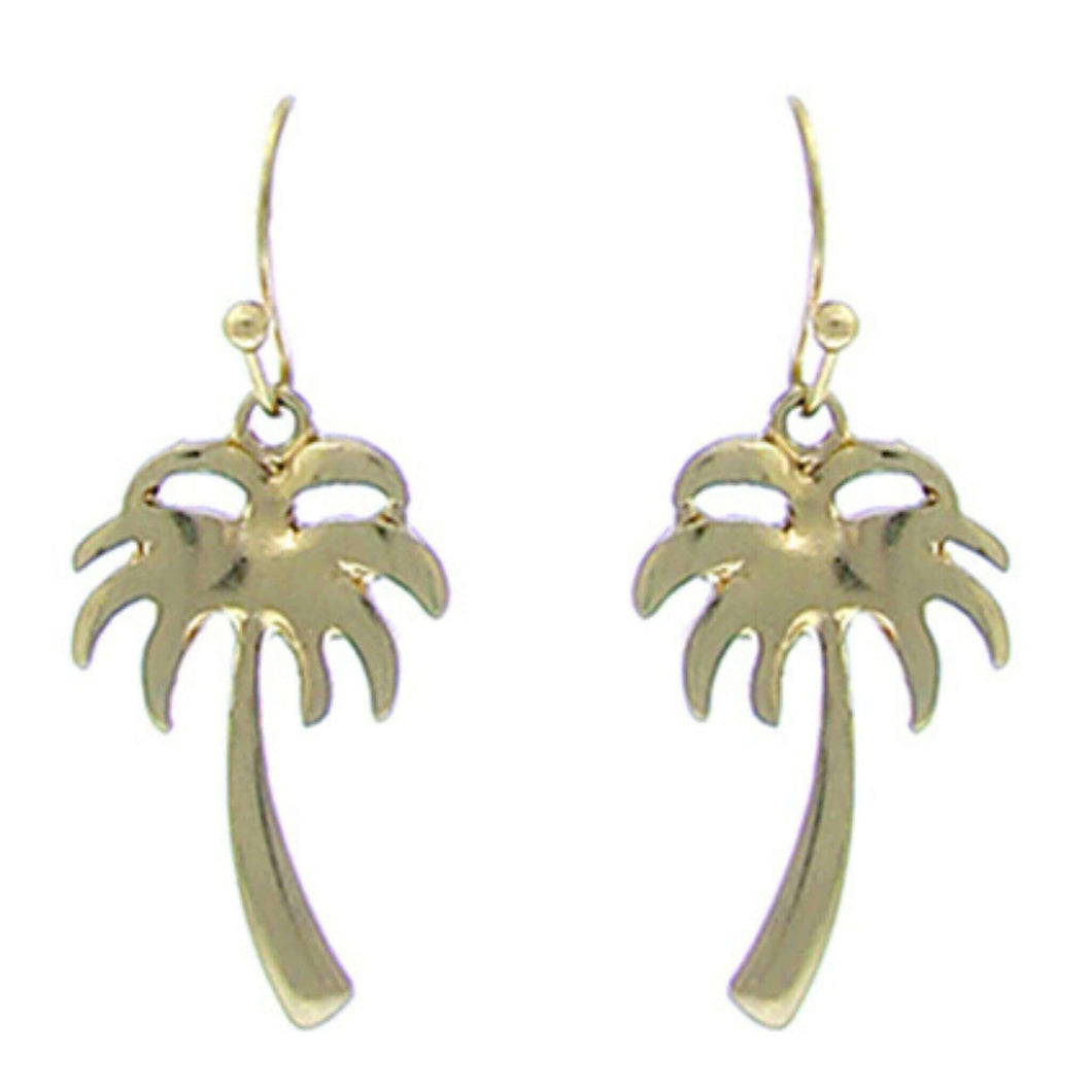 Hawaiian Beach Gold Palm Tree Earrings - Fashion Jewelry