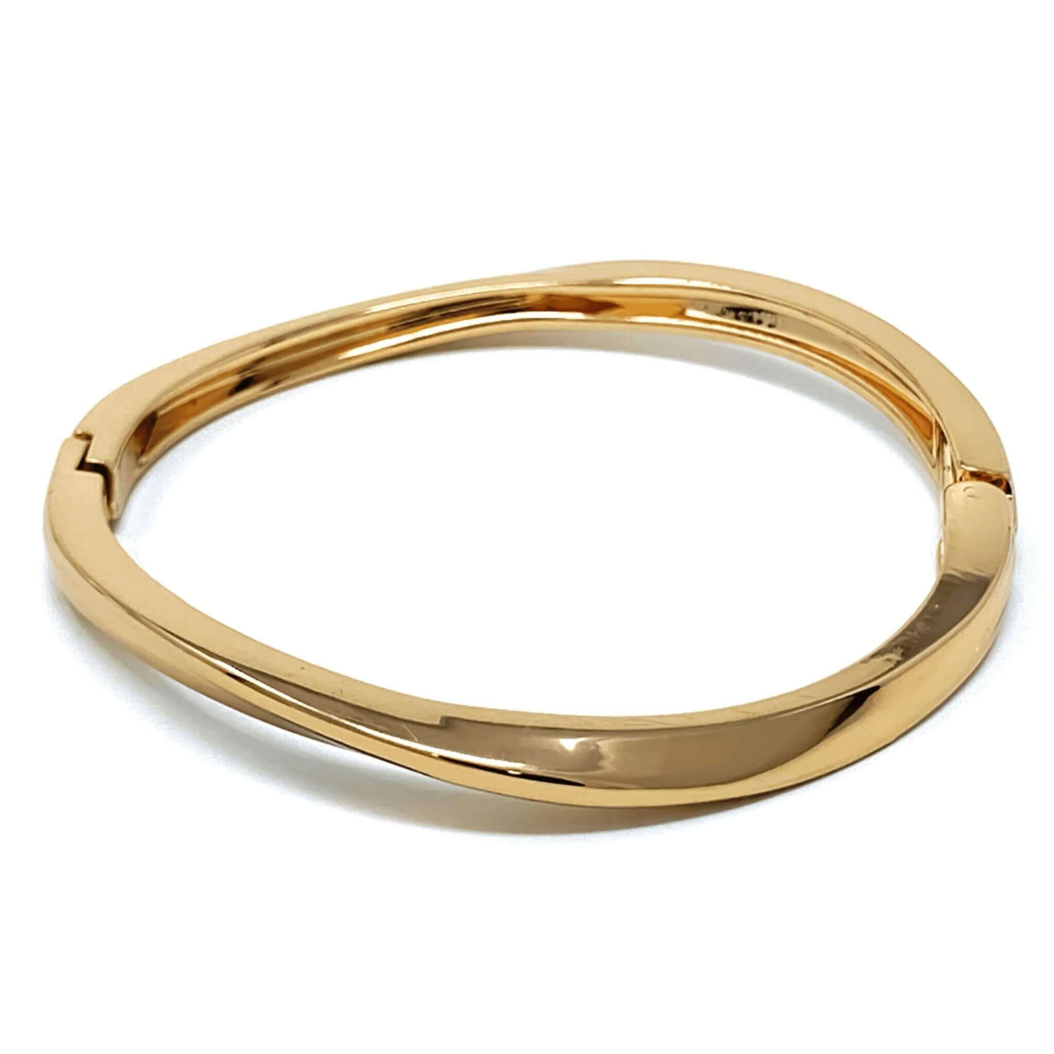 14K Yellow Gold Hardware Hinged Cuff Bangle Bracelet 0.05CTW Diamond 3.5mm  10gr | eBay