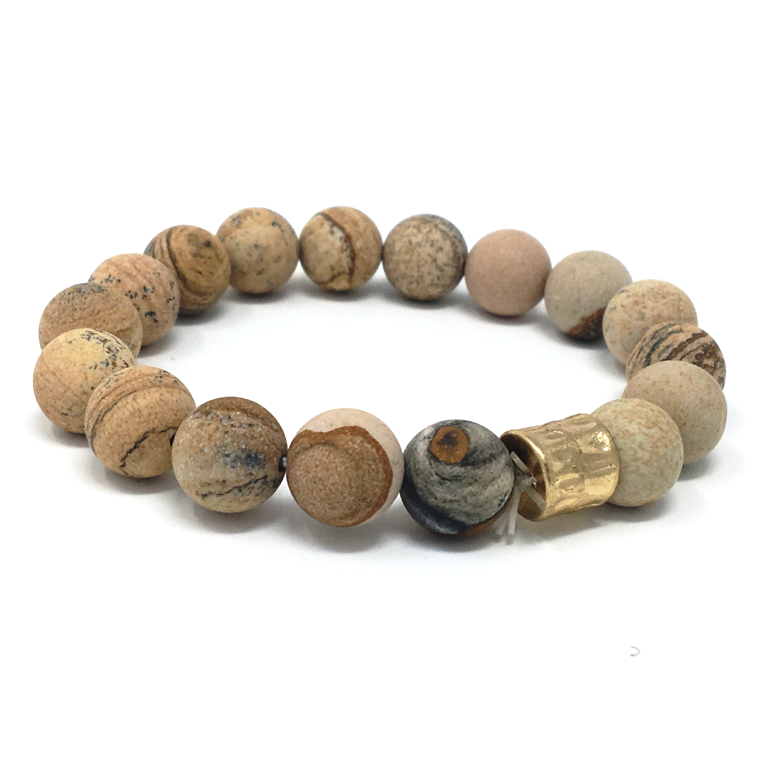 Picture Jasper Stone Beaded Bracelet - SeaSpray Jewelry