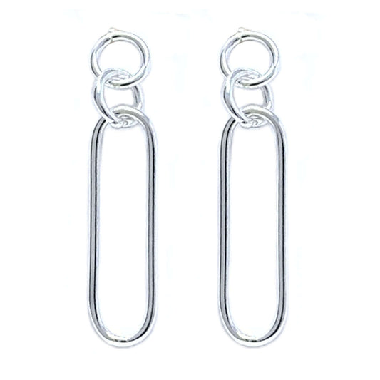 Linked Circle & Oval Stud Earrings Sterling Silver
