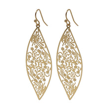 Gold Teardrop Earrings With Floral Accents
