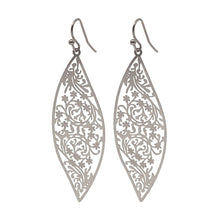Silver Teardrop Earrings With Floral Accents
