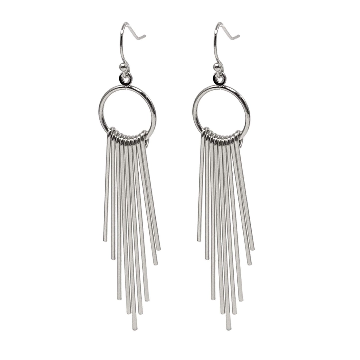 Long Silver Tassel Earrings