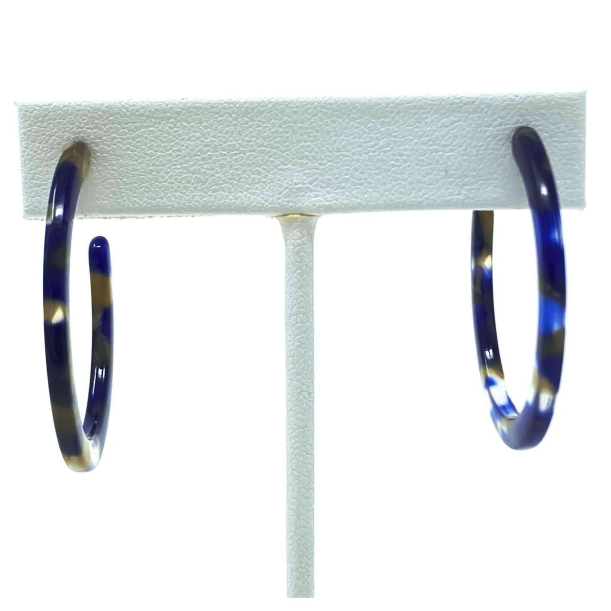 Marbled Resin Blue Stud Earrings - Fashion Costume Jewelry