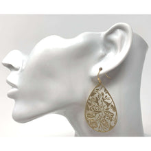 Matte Gold Floral Leaf Teardrop Earrings
