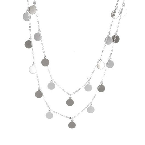 Matte Silver Double Chain Layered Necklace - Fashion Jewelry