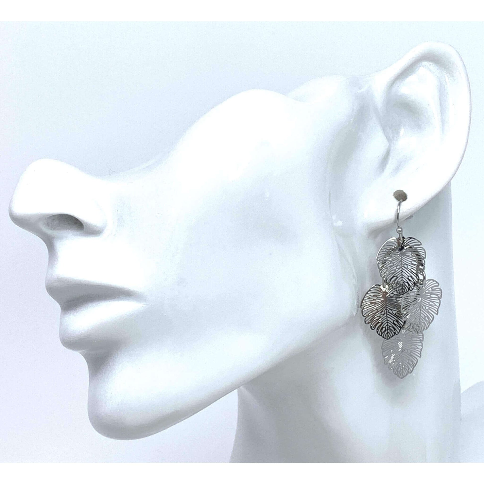 Monstera Earrings Silver