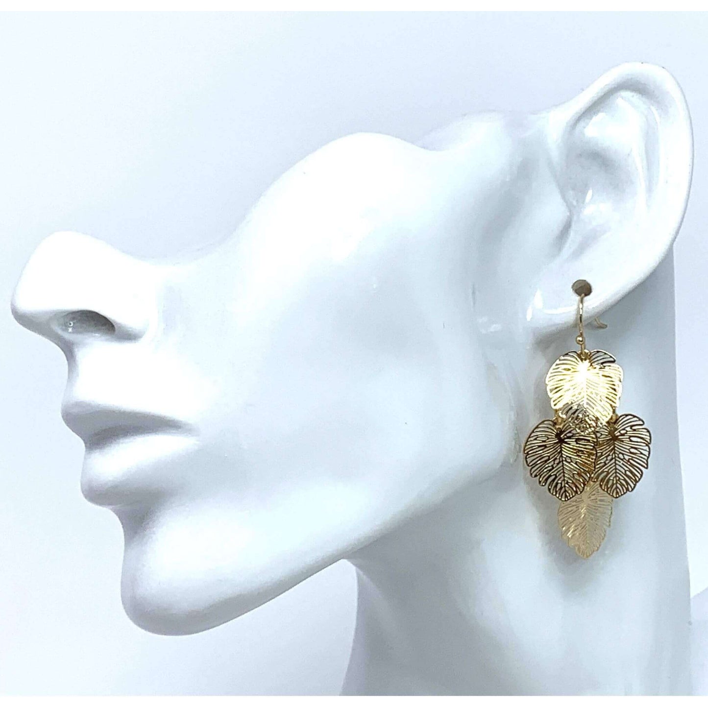 Monstera Earrings Gold