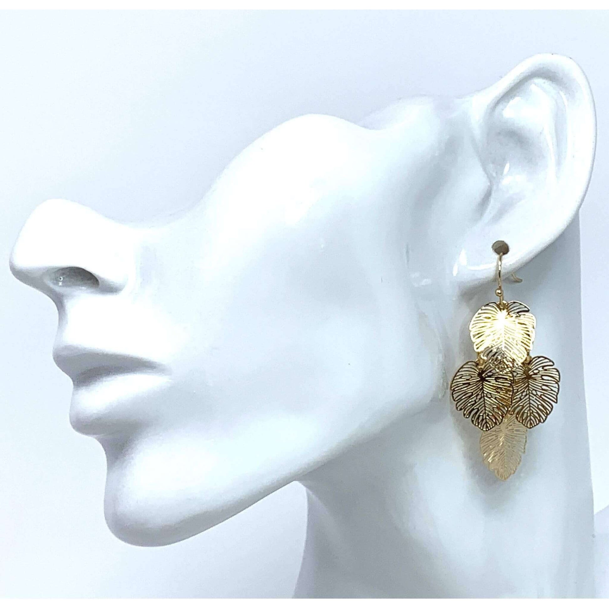 Monstera Earrings Gold