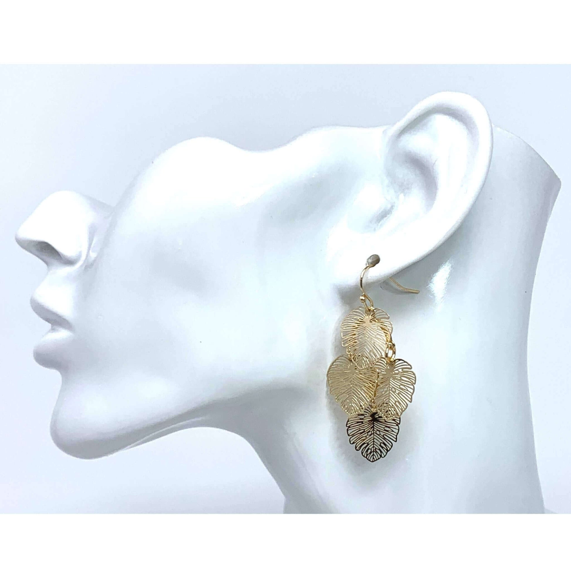 Monstera Leaf Earrings Gold
